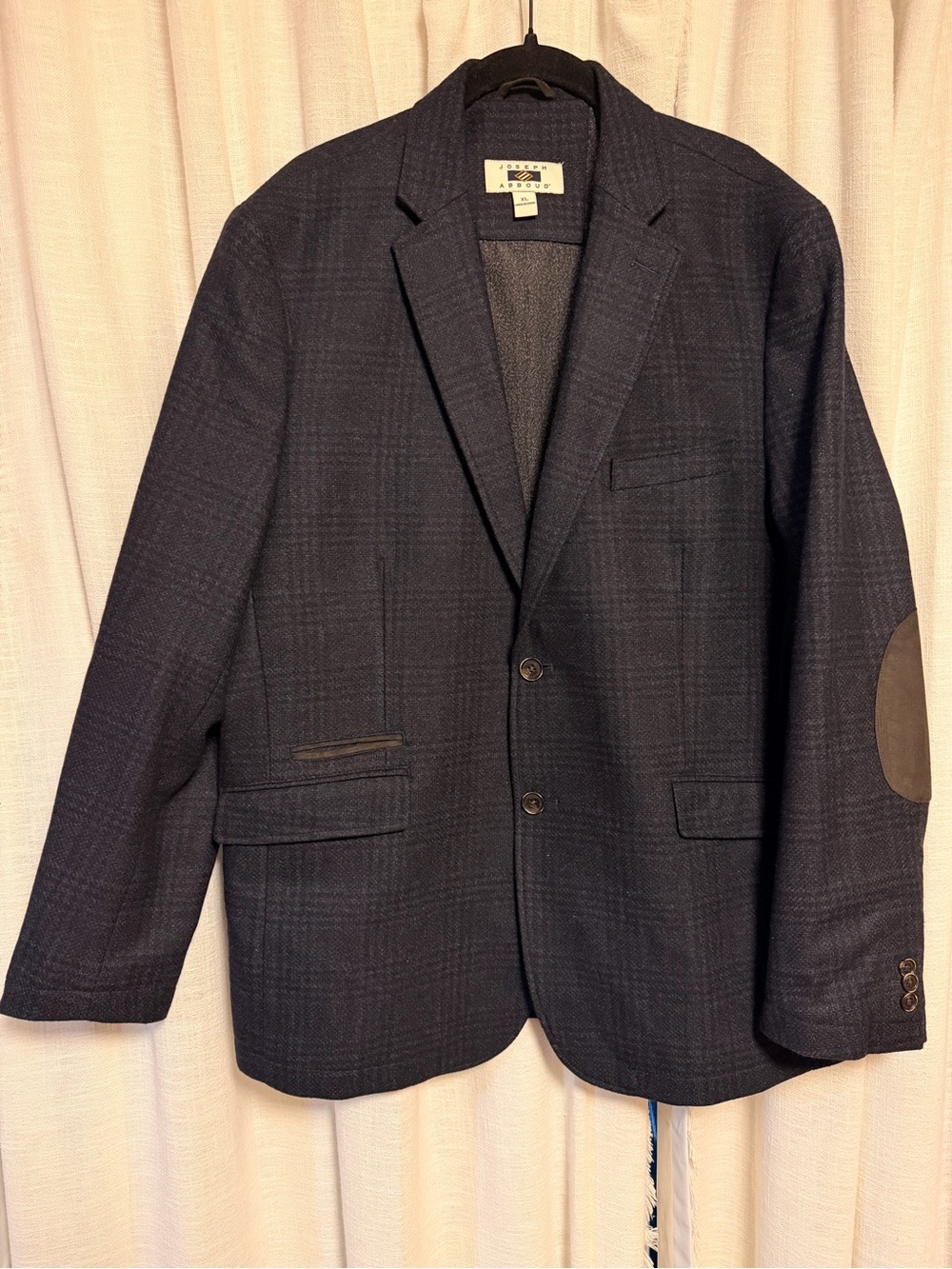 Joseph Abboud Dark Navy Plaid Tweed Wool blend Sport Coat